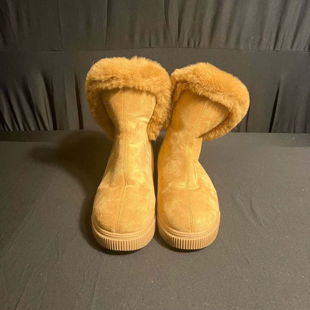 Bamboo Fur Side Cut Boots Tan